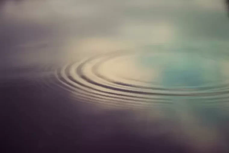 Soft concentric ripples spreading across still water