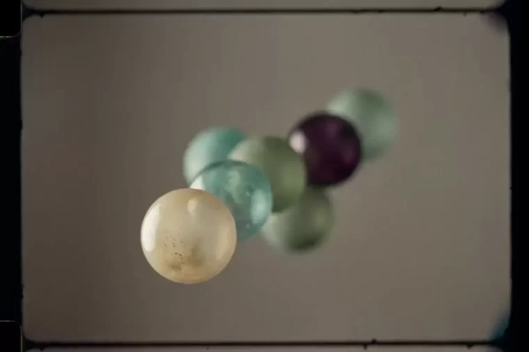 A cluster of soft translucent spheres of light floating together